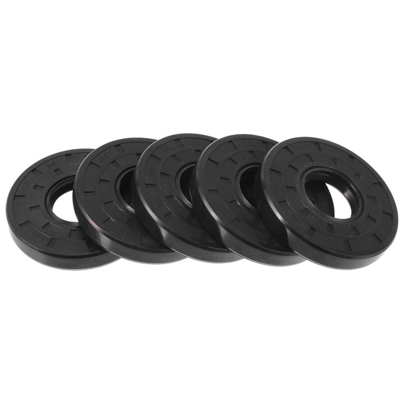 TUCKBOLD Universal Oil Seal TC Double Lip W Steel Spring Seal Ring Rotary Shaft Seal 25x62x10mm High Pressure NBR Rubber Black 5 Pcs - Image 1